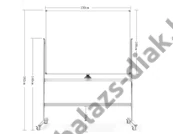 Kép 3/3 - OfficeCity DSWB-150AT 150x100cm dupla oldalú forgatható mágnestábla átfordítható, gurulós állvánnyal