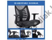 Kép 2/3 - Prémium ergonomikus irodai szék, hálós forgószék, fekete (GM-13 BLACK)