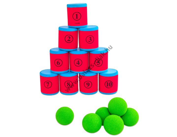 Dobozos célbalövő játék - 10 doboz + 6 labda