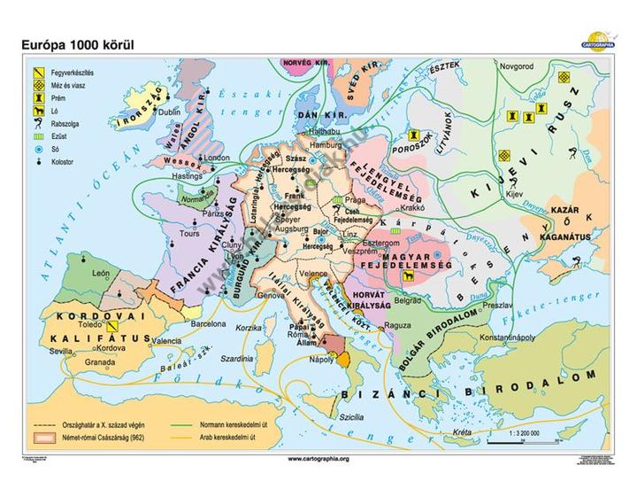 Európa 1000 körül - Térképek - Balázs-Diák a taneszköz webáruház: Taneszközök, fejlesztő eszközök, oktatási szoftverek és tananyagok, intézményi játszóterek, kültéri fitnesz és sporteszközök, iskolai és óvodai bútorok gyártása, forgalmazása. | www ...